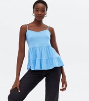 New Look Tall Bright Blue Double Peplum Cami